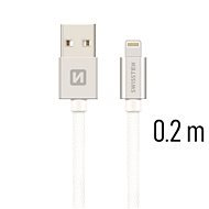 Swissten Textile Data Cable Lightning 0.2m Silver - Data Cable