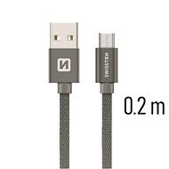 Swissten textilný dátový kábel micro USB 0,2 m sivý - Dátový kábel