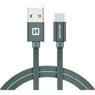 Swissten USB / USB-C textil adatkábel, 1,2 m, szürke - Adatkábel