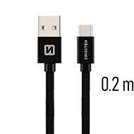 Swissten USB-C 0,2m, fekete - Adatkábel
