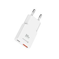 Swissten GaN USB-C + USB-A Power Adapter 30W White - Wall Charger