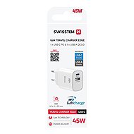 Swissten Edge GaN 1x USB-C PD 45W + 1x USB-A 18W QC Weiß - Netzladegerät
