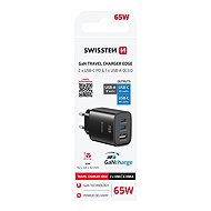 Swissten Edge GaN 2x USB-C PD 65W + 1x USB-A 18W QC Černý - Wall Charger