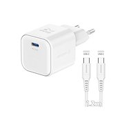 Swissten GaN 1x USB-C 20W Power Delivery + USB-C/USB-C Data Cable 1.2m white - Wall Charger