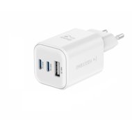 Swissten GaN power adapter 2x USB-C 65W PD + 1x USB-A 18W QC white - Wall Charger