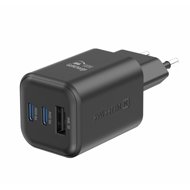 Swissten power adapter GaN 2x USB-C 65W PD + 1x USB-A 18W QC black - Wall Charger