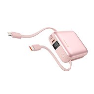Swissten Power Bank Space 10.000mAh mit integrierten USB-C- und Lightning-Kabeln Pink - Powerbank