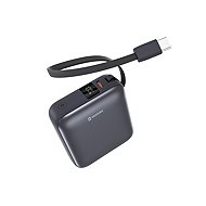 Swissten Power Bank Space 10.000mAh, 35W mit integriertem USB-C-Kabel Silber - Powerbank