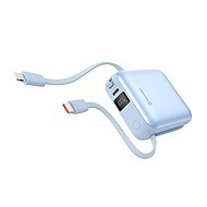 Swissten Power Bank Space 10.000mAh mit integrierten USB-C- und Lightning-Kabeln Blau - Powerbank