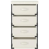 Storage box with 4 textile baskets steel cream 322624 - Chest of Drawers