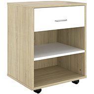 Skříňka na kolečkách bílá a dub sonoma 808472 - Skříňka