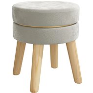 Round stool light grey velvet, 340270 - Stool