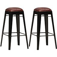 Barové stoličky 2 ks čierne pravá koža, 286127 - Barová stolička
