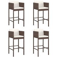 Barové stoličky 4 ks s poduškami hnědé polyratan, 316659 - Barová židle