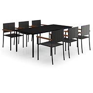 7dílný zahradní jídelní set černý, 3099417 - Zahradní nábytek