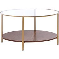 BELIANI se skleněnou deskou zlatý/tmavé dřevo ? 80 cm LIBBY - Konferenční stolek