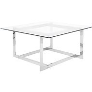 BELIANI stříbrný se skleněnou deskou CRYSTAL - Konferenční stolek