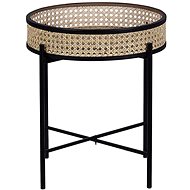 BELIANI černý se světle ratanovým vzorem VIENNA - Side Table