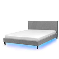BELIANI postel LED FITOU 180 × 200 cm, světle šedá, bílá - Postel
