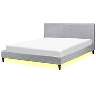BELIANI postel LED FITOU 160 × 200 cm, světle šedá, bílá - Postel