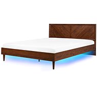 BELIANI postel s LED MIALET 180 × 200 cm, tmavé dřevo - Postel