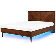 BELIANI postel s LED MIALET 140 × 200 cm, tmavé dřevo - Postel