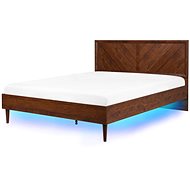 BELIANI postel s LED MIALET 160 × 200 cm, tmavé dřevo - Postel