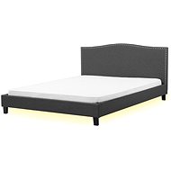 BELIANI postel s bílým LED osvětlením MONTPELLIER 180 × 200 cm, šedá - Postel
