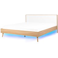 BELIANI postel s LED SERRIS 180 × 200 cm, dřevěná, světle hnědá - Postel
