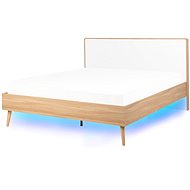 BELIANI postel s LED SERRIS 140 × 200 cm, dřevěná, světle hnědá - Postel