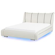 BELIANI postel s LED NANTES 140 × 200 cm, kožená, bílá - Postel