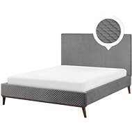 BELIANI postel BAYONNE 140 × 200 cm, sametová, šedá - Postel