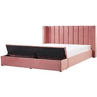 BELIANI postel s úložným prostorem NOYERS 180 × 200 cm, sametová, růžová - Postel
