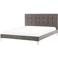 BELIANI postel AMBERT 160 × 200 cm, sametová, šedá - Postel
