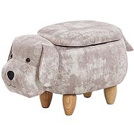 Béžová sametová BELIANI s úložným prostorem DOGGY - Stool