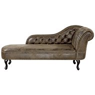 Pohodlná z hnědého semiše Chesterfield pravá NIMES - Pohovka
