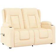 Shumee 2místné polohovací držáky nápojů krémové koženka, 3084679 - Massage Chair