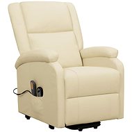 Shumee zvedací polohovací křeslo krémové umělá kůže, 329693 - Massage Chair