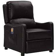 Shumee polohovací černé umělá kůže s lesklým povrchem, 339042 - Massage Chair