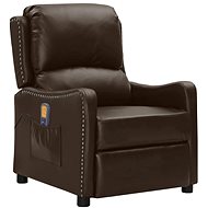 Shumee polohovací hnědé umělá kůže s lesklým povrchem, 339043 - Massage Chair