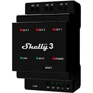 Shelly Pro 3, spínací modul 3× 16A na DIN lištu, WiFi, LAN - WiFi spínač