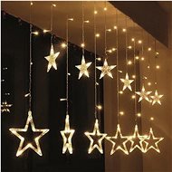 Solight LED karácsonyi függöny, csillagok, 1,8 m, 77 LED, IP20, 3× AA, USB - Karácsonyi világítás