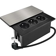 Solight built-in drawer block with sliding cover, 3 drawers, 2 m, silver - Surge Protection Socket Strip