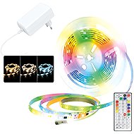 Solight LED světelný pás, RGB + 3CCT, 5 m, sada s 24 V adaptérem a dálk. ovladačem, 5 W/m, IP65 - LED Light Strip