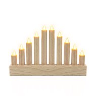Solight Wooden LED Candlestick, 10× LED, 25cm, 2× AA - Electric Christmas Candlestick