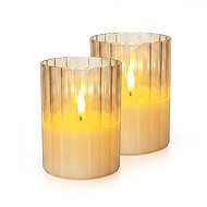 Solight Set of 2× LED Glass Candles, Timer, 7.5 × 10cm, 2× AA - LED Candle