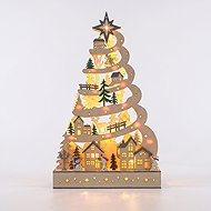 Solight LED Wooden Christmas Tree with Decorations, 17× LED, White, 45cm, 2× AA - Christmas Decoration
