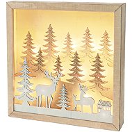 Solight LED 3D Wooden Christmas Decoration in a Frame, 12× LED, 25cm, 2× AA - Christmas Decoration