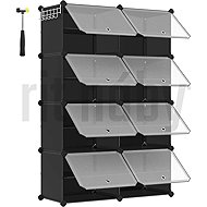 Songmics Lux modular shoe rack with 8 doors clear/black - Shoe Rack