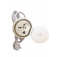 IN Flush-mounted bar, socket, grommet, Qi charging, USB A+C - Surge Protection Socket Strip